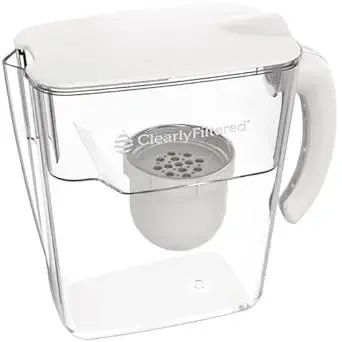 Clearly Filtered No.1 Filtered Water Pitcher/Updated Model/Targets 365+ Contaminants e.g. Fluoride Chlorine PFAS Microplastics Lead Arsenic BPA/BPS Free (Pitcher Includes 1 Filter)