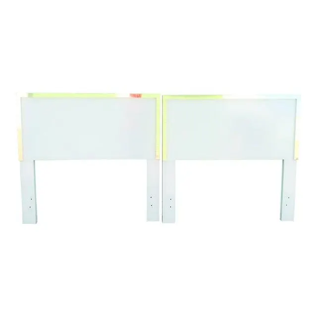 1970s Vintage Cream Gold Lacquered Veneer Mid Century Modern Twin Size Headboard- a Pair