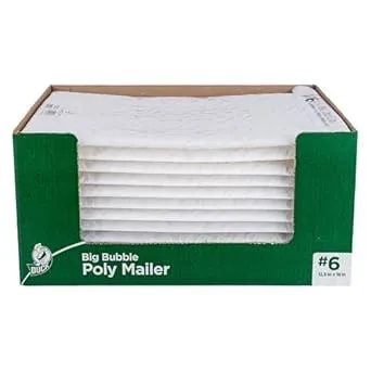 Duck Brand #6 Big Bubble Poly Mailer, White, 12.5 inch x 18 inch, 12 Pack