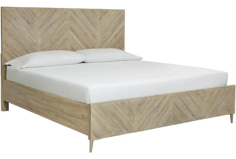 Andrew Queen Natural Wood Panel Bed With USB