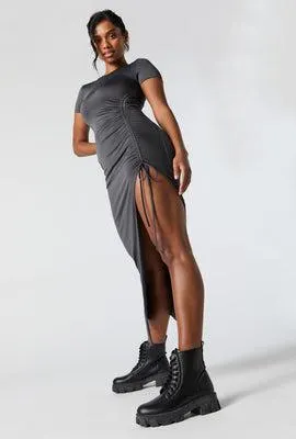 Contour Short Sleeve Drawstring Side Midi Dress