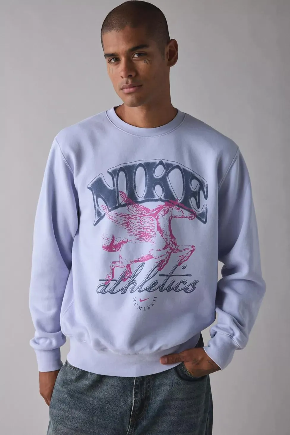 Nike Sportswear Club Graphic Print Crew Neck Sweatshirt