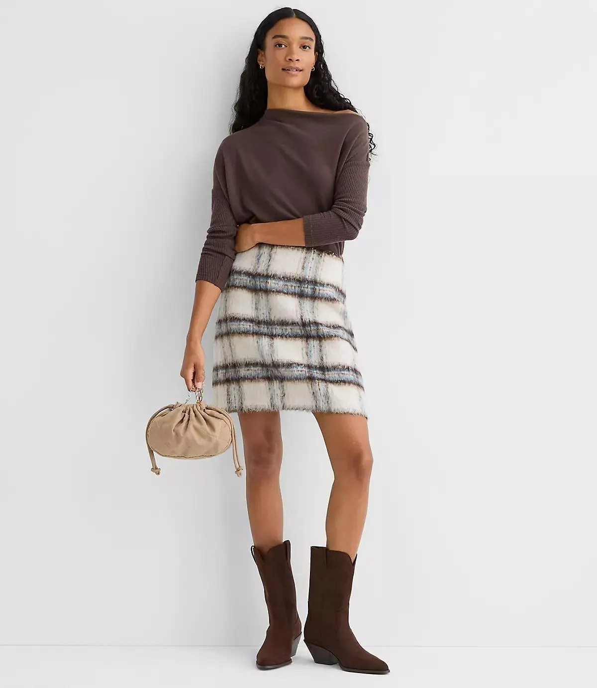 Plaid Boucle Mini Skirt