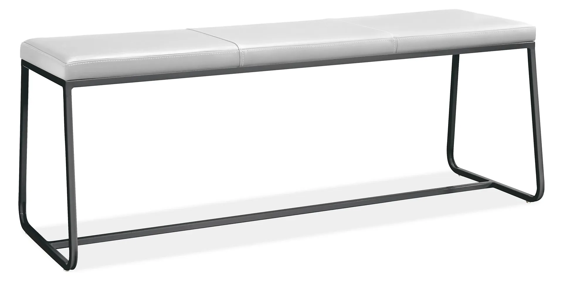 Collins 48w 17d 18h Bench in Pistel White Leather with Graphite Frame
