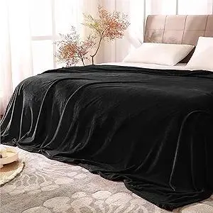 BEDELITE Fleece Blankets Queen Size for Bed, Luxury Plush Cozy Fuzzy Black Blanket 90x90 Inches, Super Soft Warm Lightweight Throw Blanket All Seasons Suitable