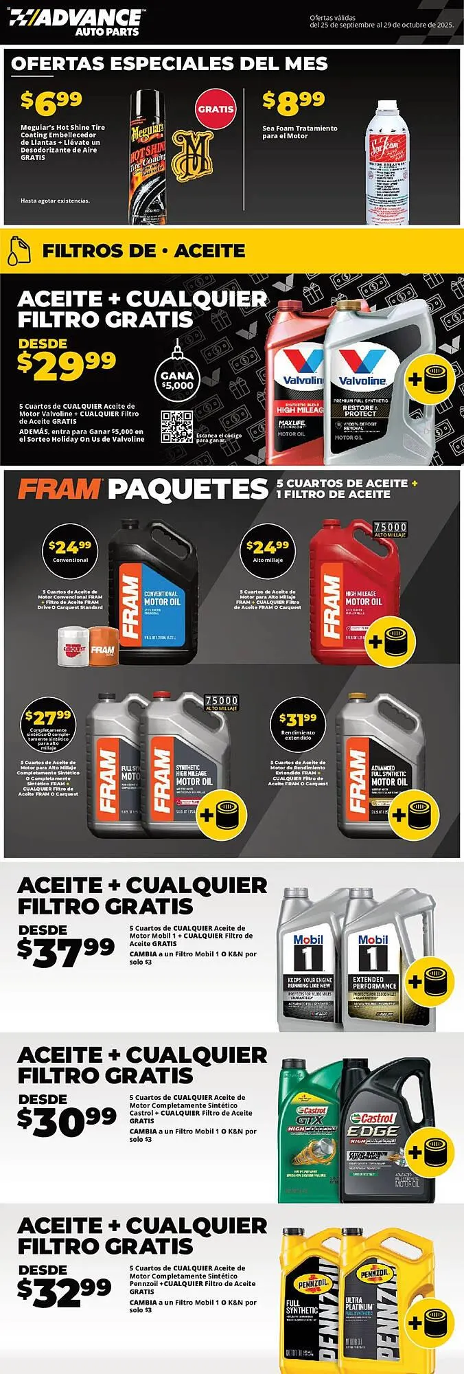 Weekly ad Advance Auto Parts flyer from September 25 to October 29 2025 - Page 1