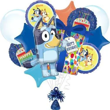 Premium Bluey Foil Balloon Bouquet with Balloon Weight, 13pc