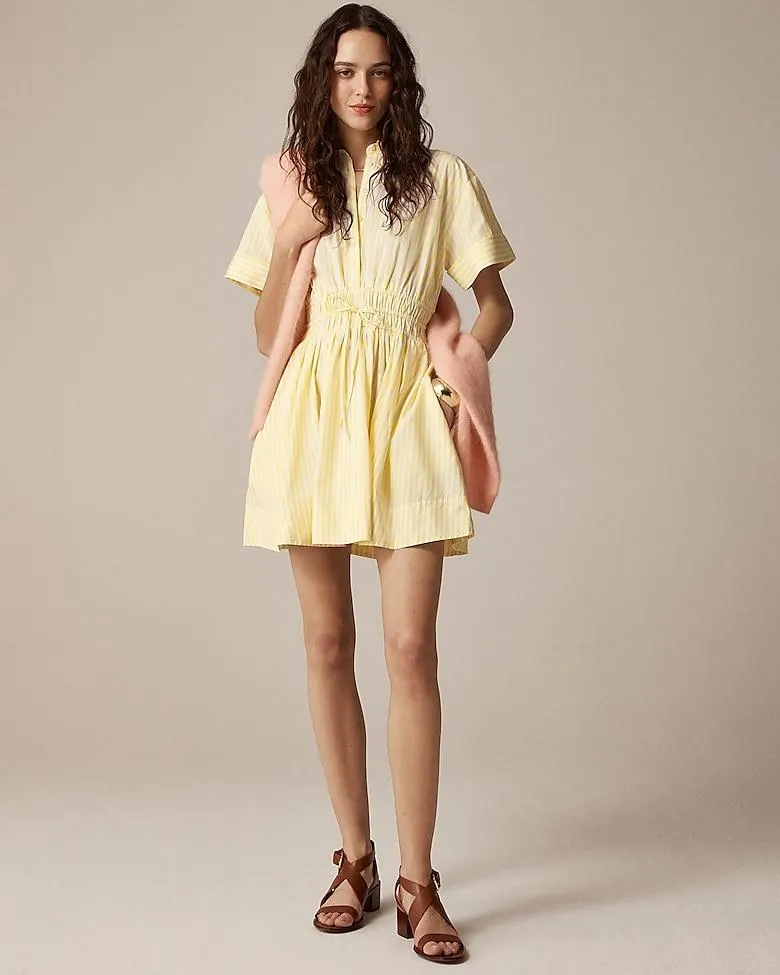 Elena mini shirtdress in striped cotton poplin