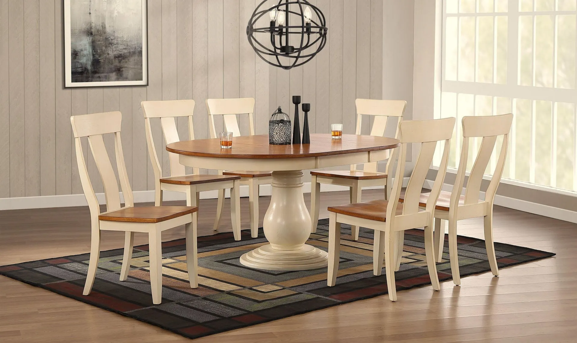 Iconic Furniture Bella Antiqued Caramel Biscotti Panel Back Dining Set