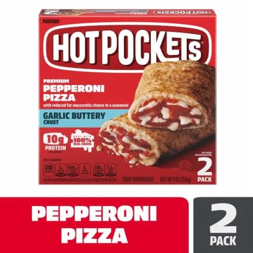 Hot Pockets Pepperoni Pizza Italian Style Seasoned Crust Frozen Snack 2 Pack 9 oz