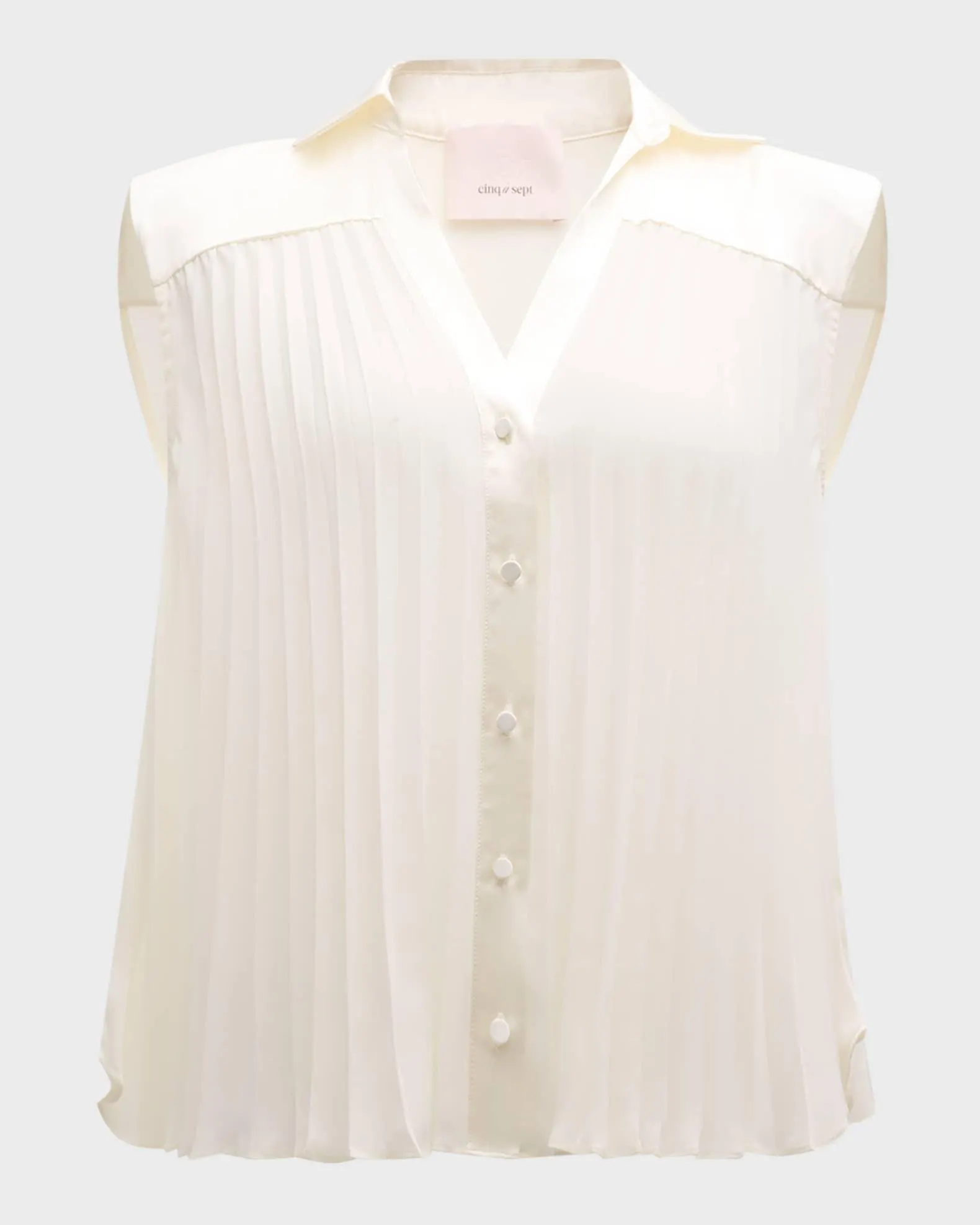 Claire Sleeveless Pleated Button-Front Top