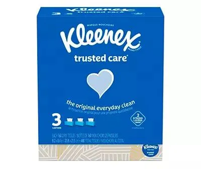 Trusted Care Facial Tissues Flat Box, 3-Pack