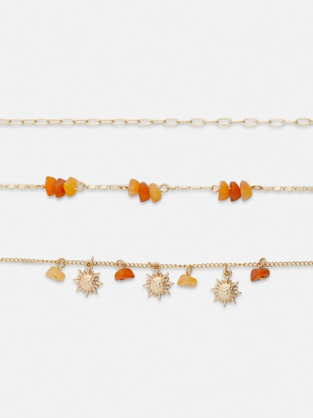 3-Pack Gem Embellished Anklets