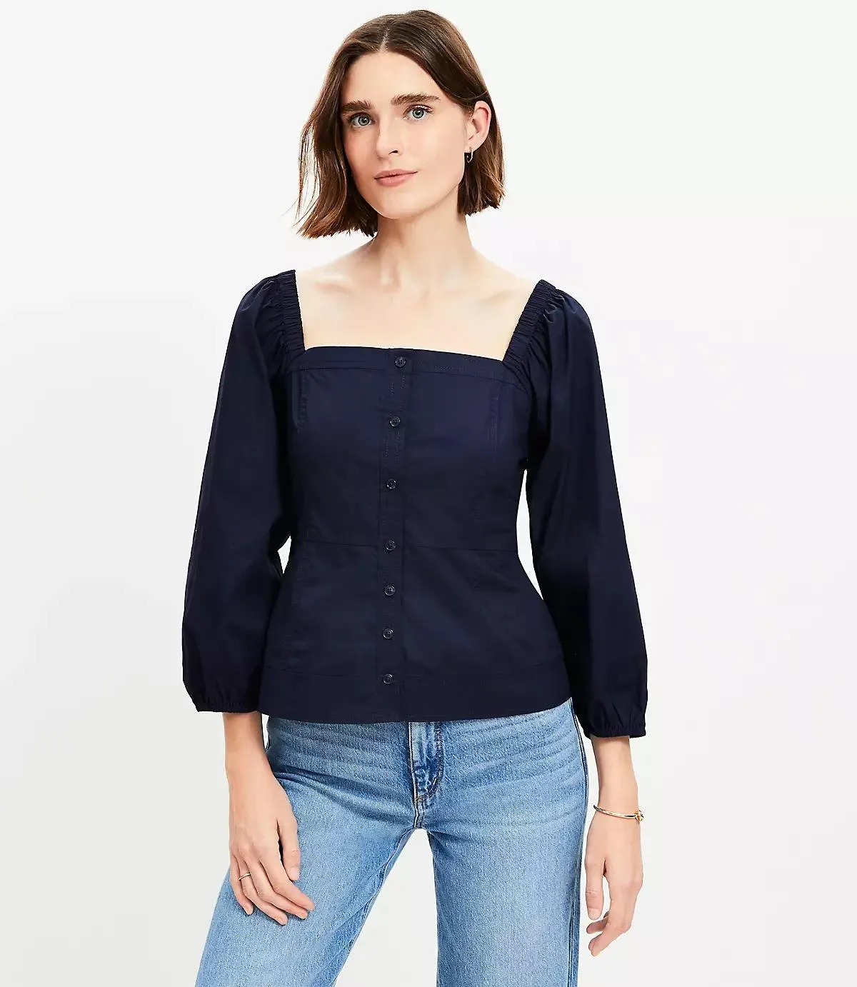 Poplin Square Neck Blouse