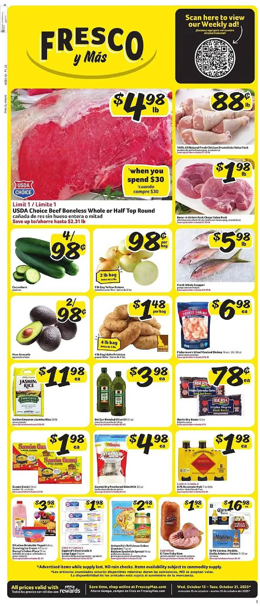 Weekly ad Fresco y Más weekly ad from October 15 to October 21 2025 - Page 1