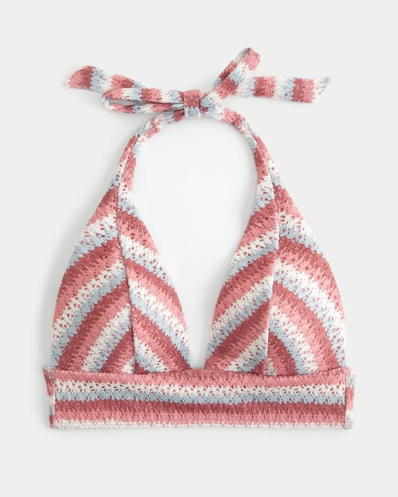 Crochet-Style Longline Triangle Bikini Top
