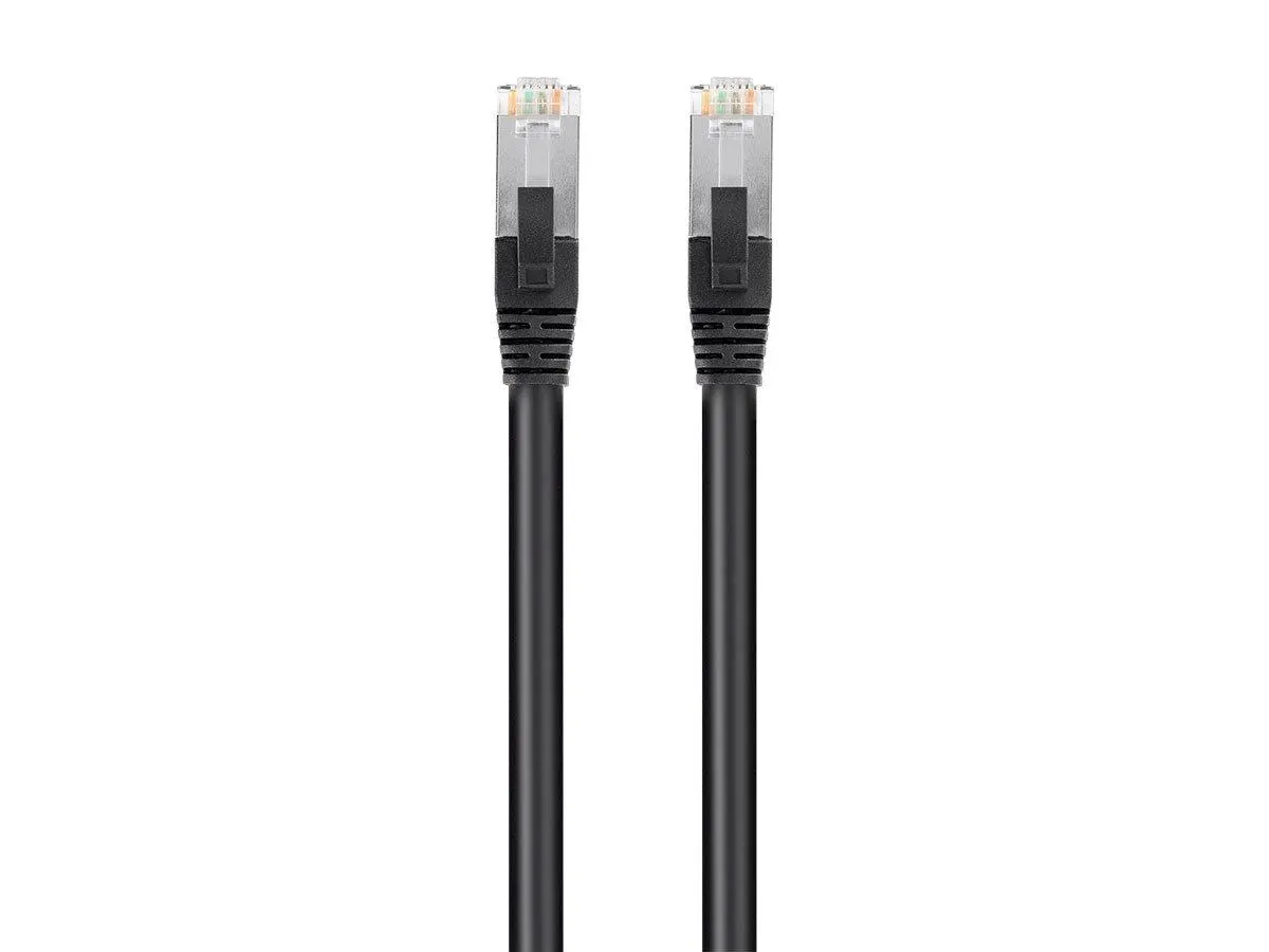 Monoprice Cat6 1ft Black PoE Patch Cable, 30W, PoE+ (IEEE 802.3at), Shielded (U/FTP), 24AWG, 500MHz, Solid Pure Bare Copper, Shielded RJ45, Ethernet Cable