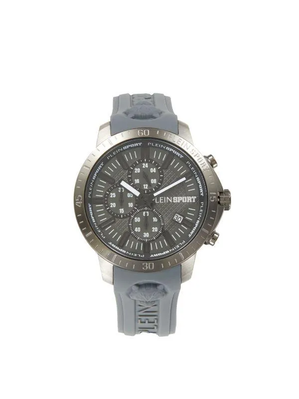 Gain IP Gunmetal-tone Stainless Steel Case, Silicone Strap Chronograph Watch/43MM