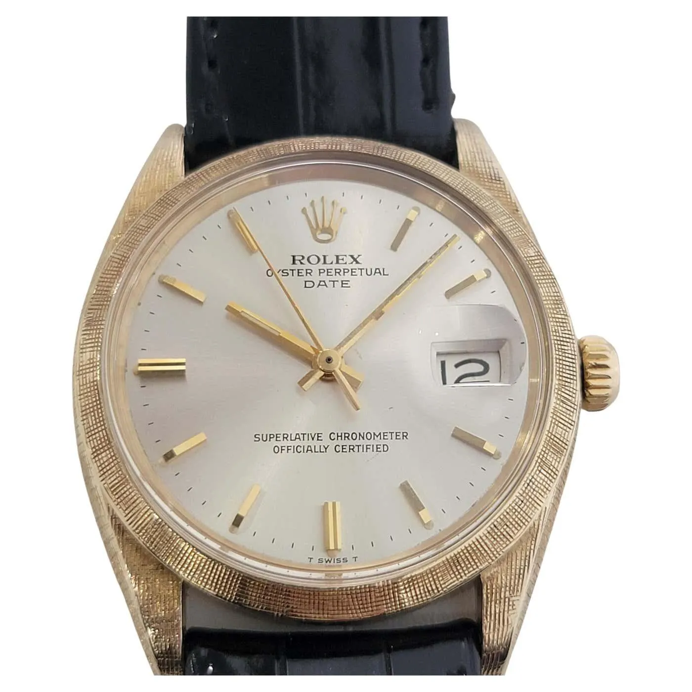 Mens Rolex 1500 Oyster Perpetual Date 35mm 14K Gold Automatic 1960s Swiss RA267