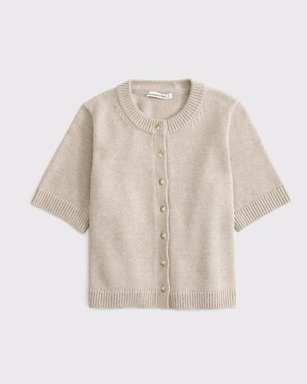 Short-Sleeve Crew Cardigan