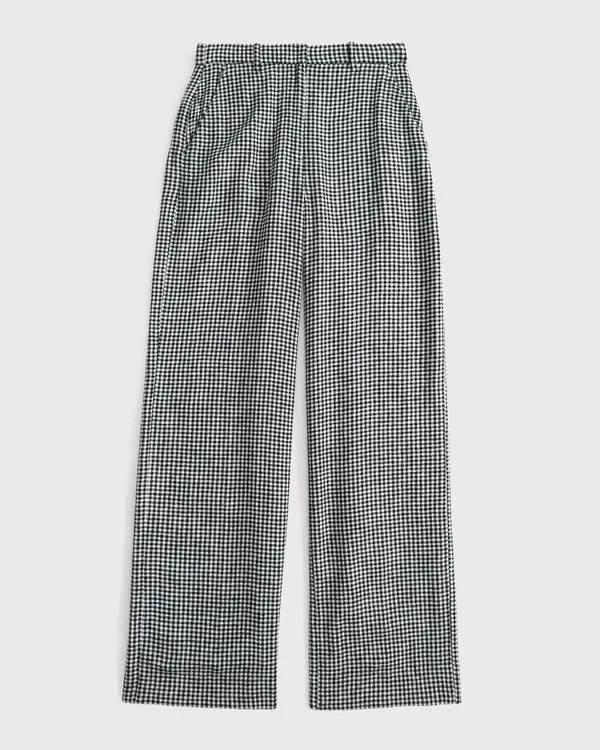 Tailored Linen-Blend Wide Leg Pant