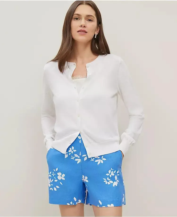 Linen-Blend Ann Cardigan