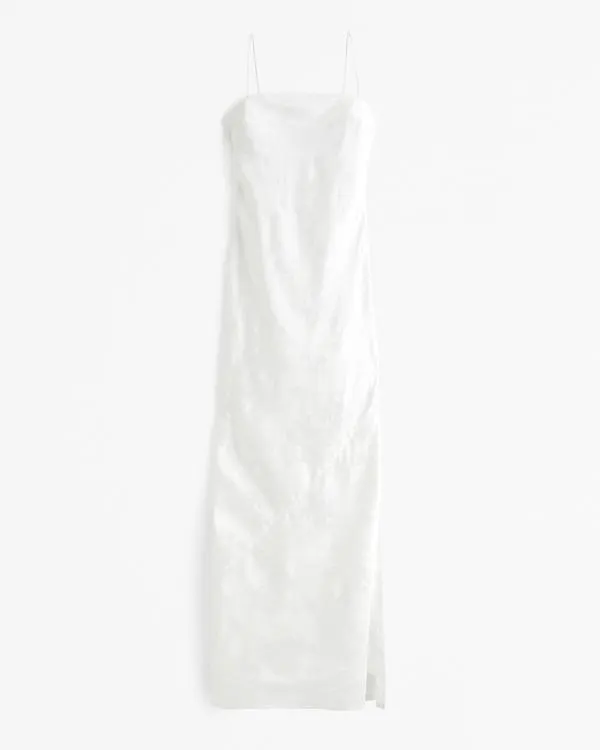 The A&F Julia Slip Satin Jacquard Maxi Dress