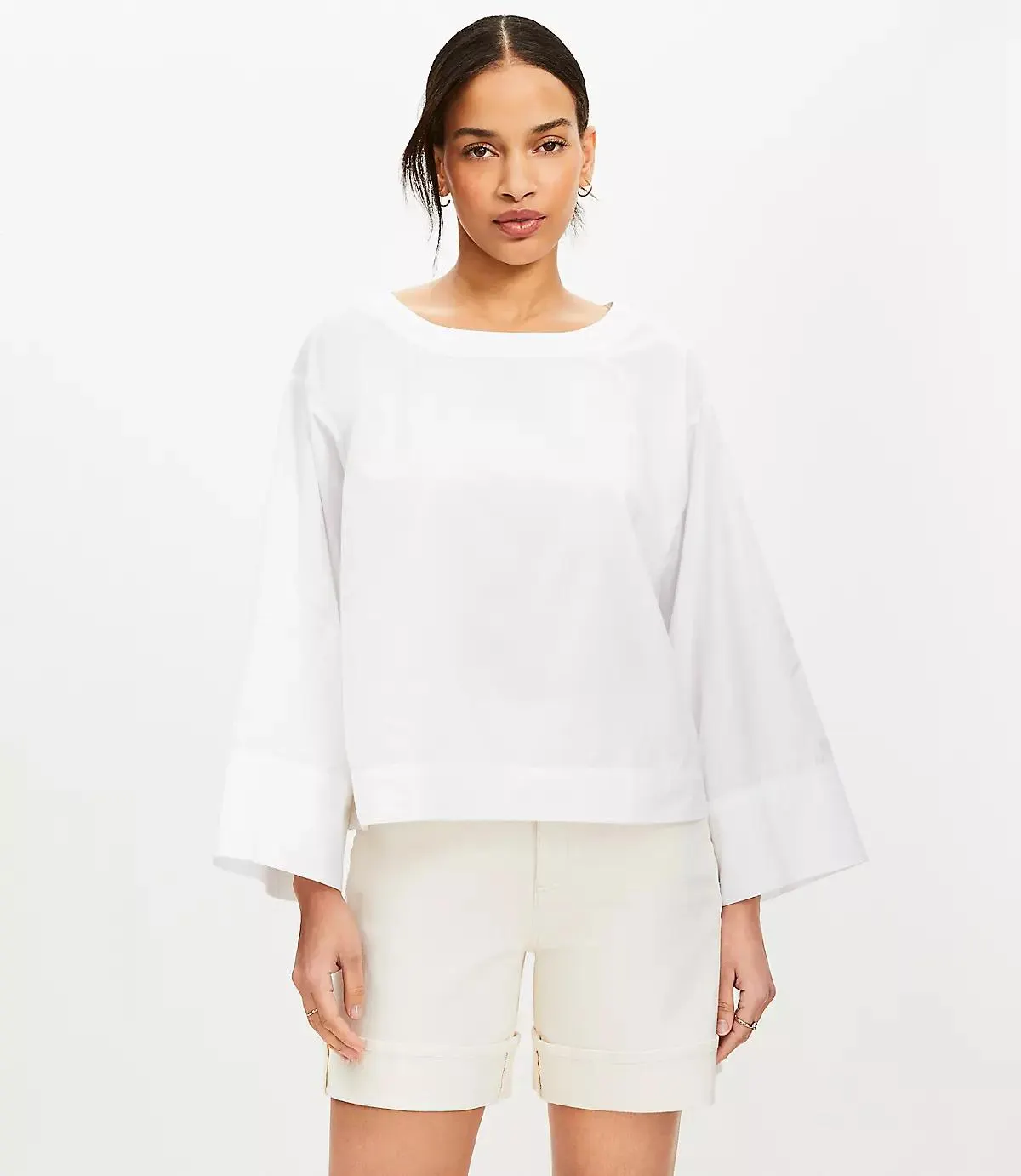 Poplin Wide Cuff Blouse