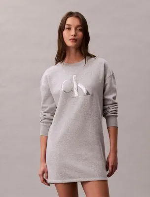 Fleece Sequin Monogram Mini Sweatshirt Dress