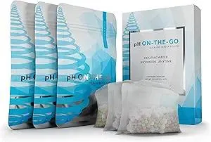 Invigorated Water pH ON-The-GO Portable Alkaline Water Filter Pouch, High pH Water Alkalizer for Bottles, Jugs, Pitchers - Filters 98 Liters / 26 Gallons (3-Pack)