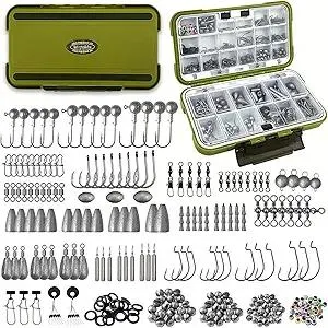 Fishing Accessories Kit, 264/397PCS Fishing Tackle Box with Hooks, Weights, Sinkers for Bass Trout, Gifts for Men,Kids
