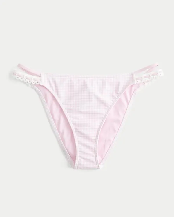 Crochet-Style Trim Double-Strap Cheeky Bikini Bottom