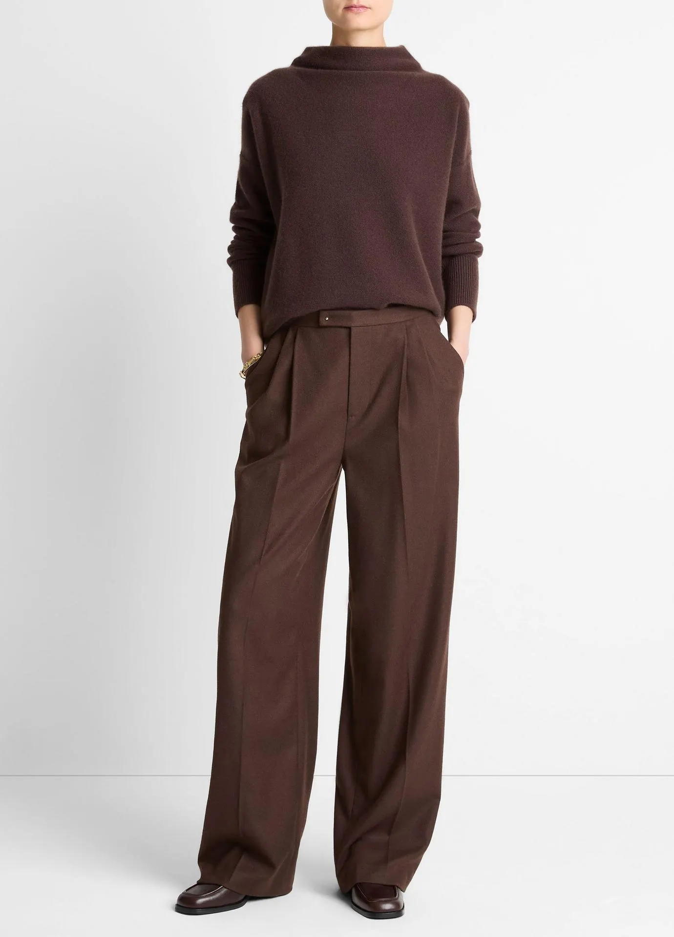 Italian Wool-Blend Pleated Wide-Leg Trouser
