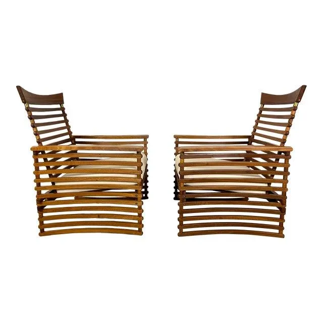 Vintage Slatted Teak Lounge Chairs