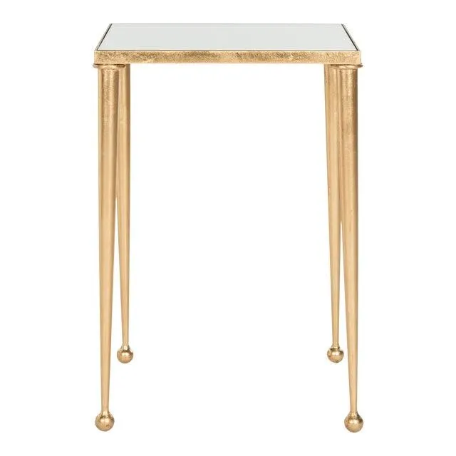Cameron Mirror Top End Table in Antique Gold
