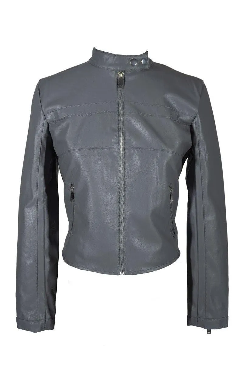 Faux Leather Zipper Jacket
