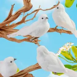 Feathered Artificial Dove Birds (Pack of 4 pieces)