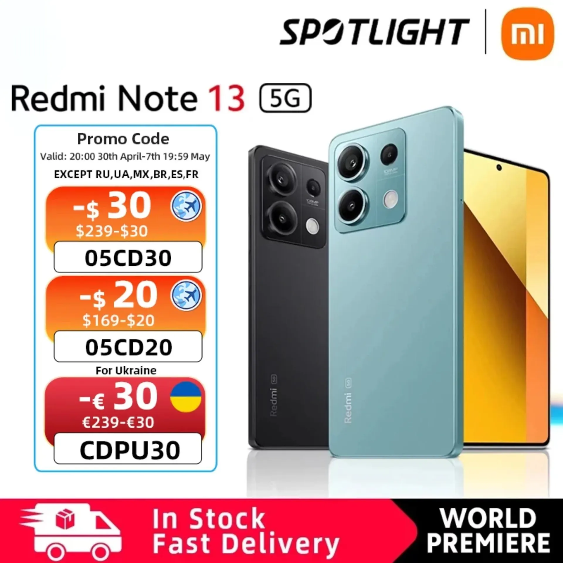 [Estreno mundial] Versión global Xiaomi Redmi Note 13 5G NFC Cámara de 108MP Smartphone Dimensity 6 de 6080nm Carga de 33W 120Hz AMOLED