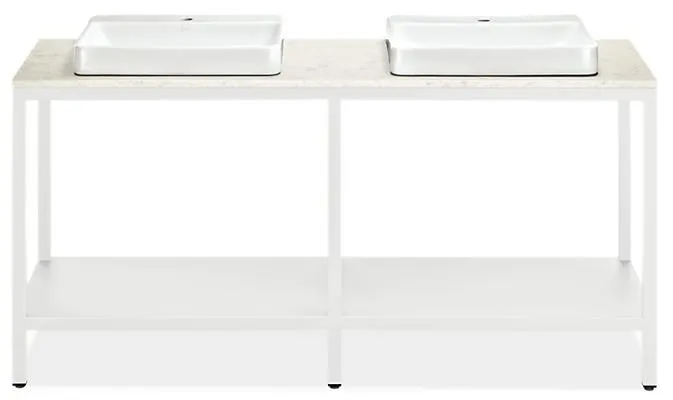 Parsons 72w 21.75d 37.25h Bath Vanity in WHT w/MBLD WHT Top & 1-HL Vessel Sinks