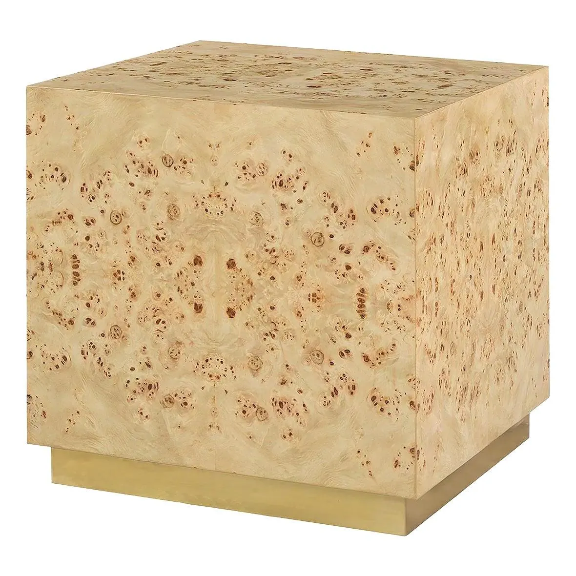 Light Burl Wood Cube Table