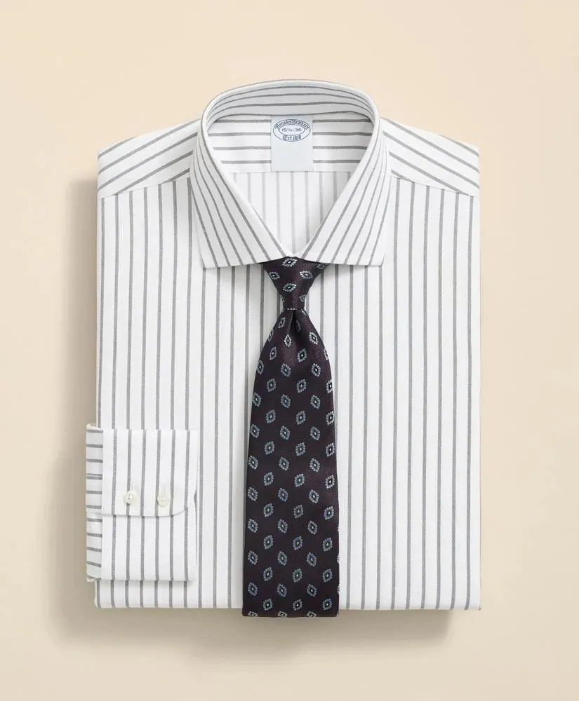 Stretch Supima ® Cotton Non-Iron Twill English Spread Collar, Bold Stripe Dress Shirt