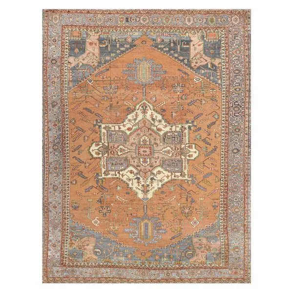 (B755) Aria Orange Multicolor Medallion Area Rug, 5x7