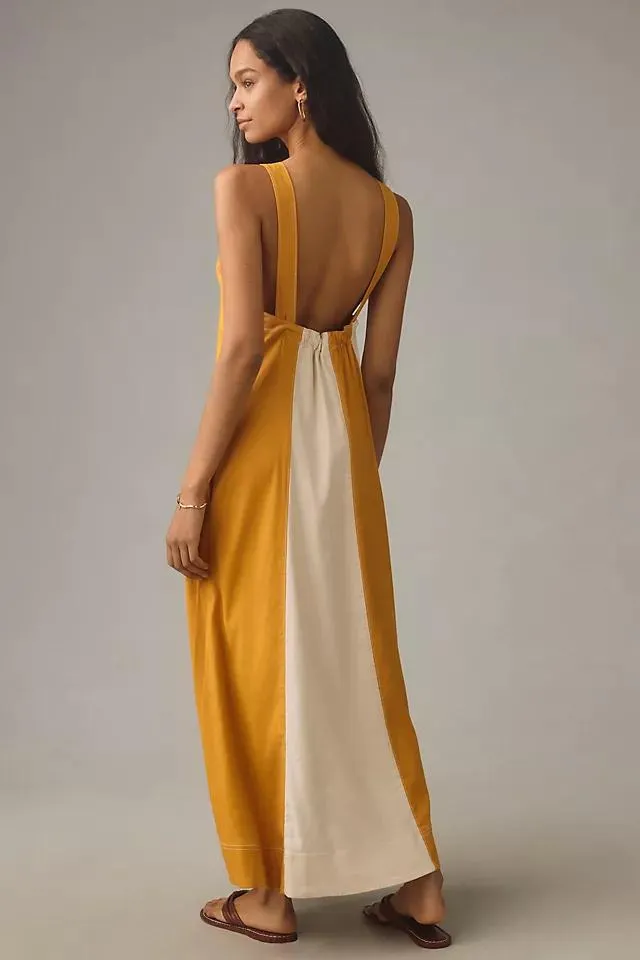 Maeve Linen Halter Swing Maxi Dress
