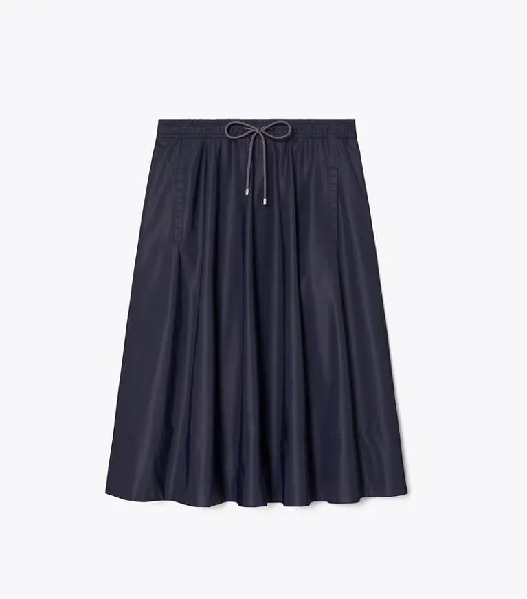 NYLON DRAWSTRING MIDI SKIRT