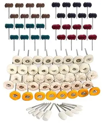 82PCS 1Inch Polishing Kit, Buffing Kit - Professional Wool Fabric Cotton Kit (50PCS) & Abrasive Set (32PCS) Mounted 3mm Shank for Rotary Tool Accessories