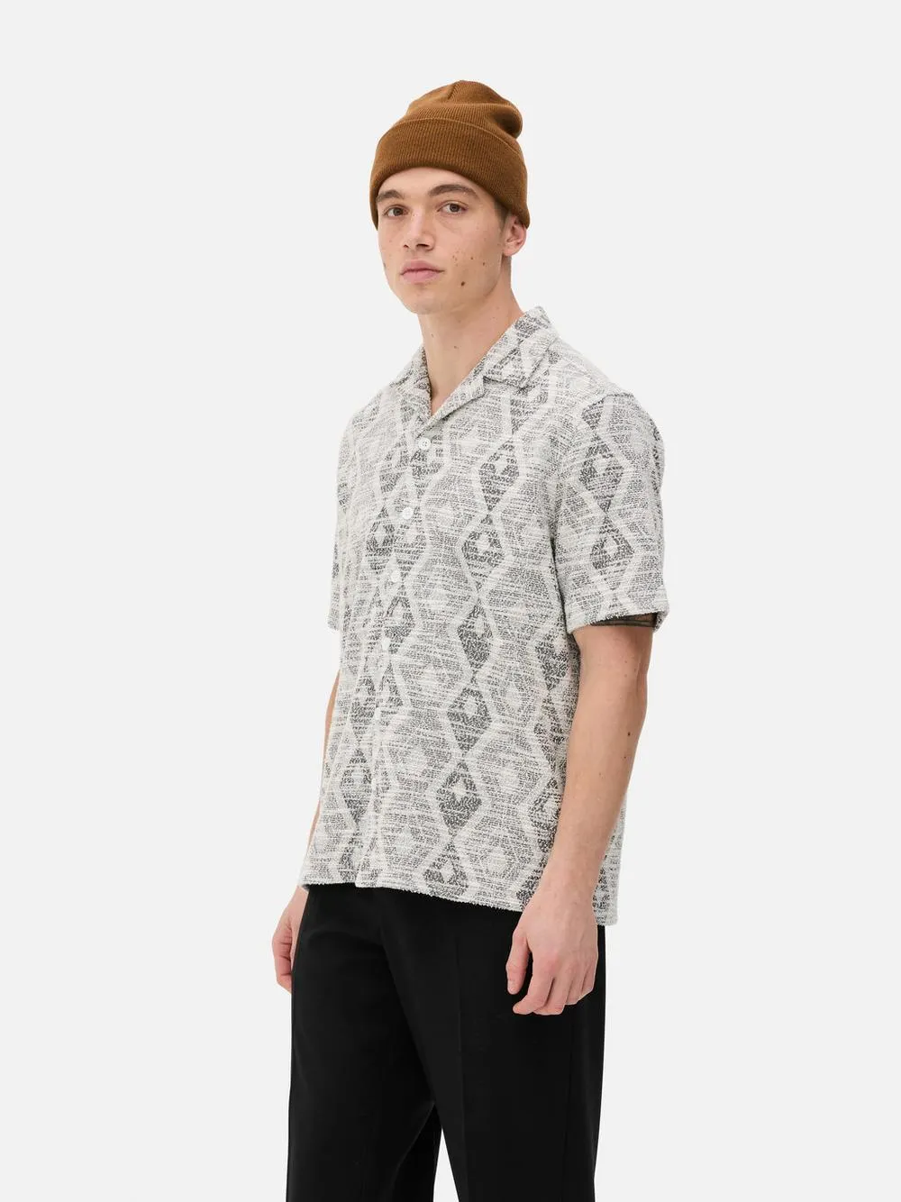 Camisa padrão geométrico botões