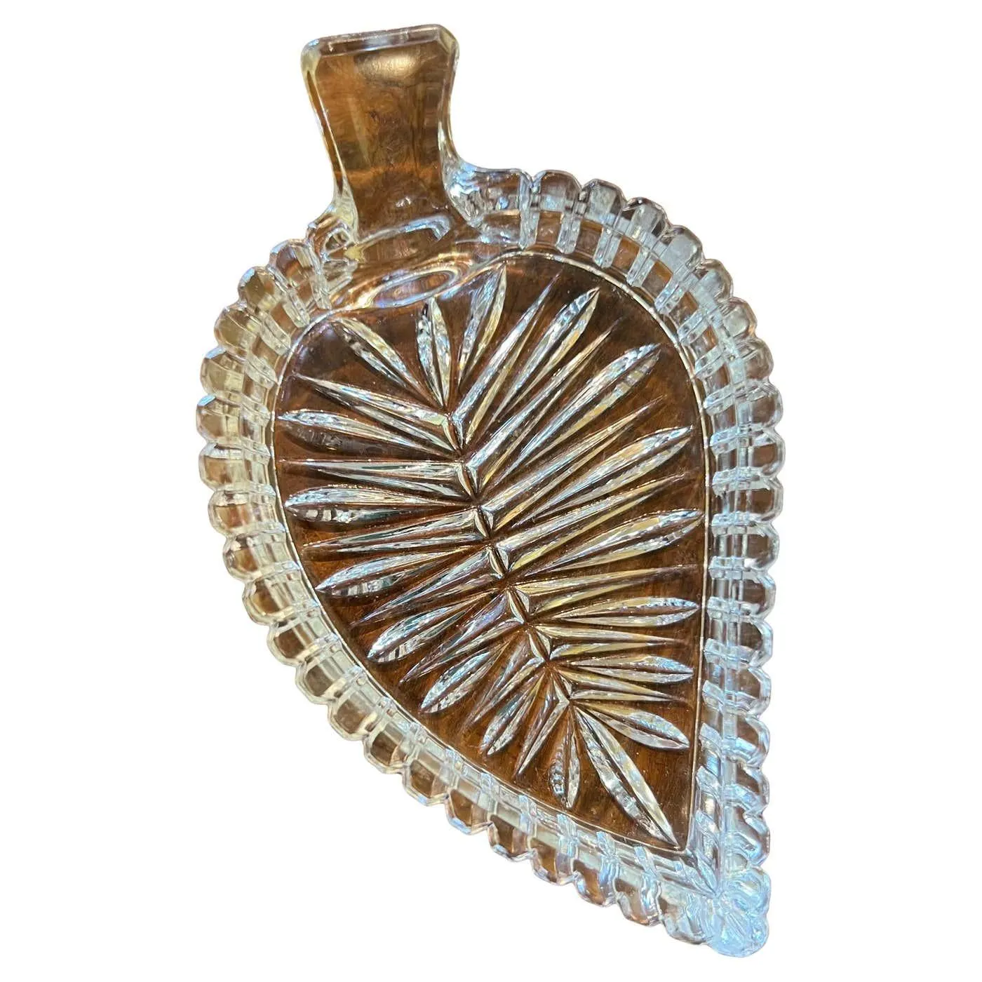 Vintage Glass Leaf Shape Small Dish