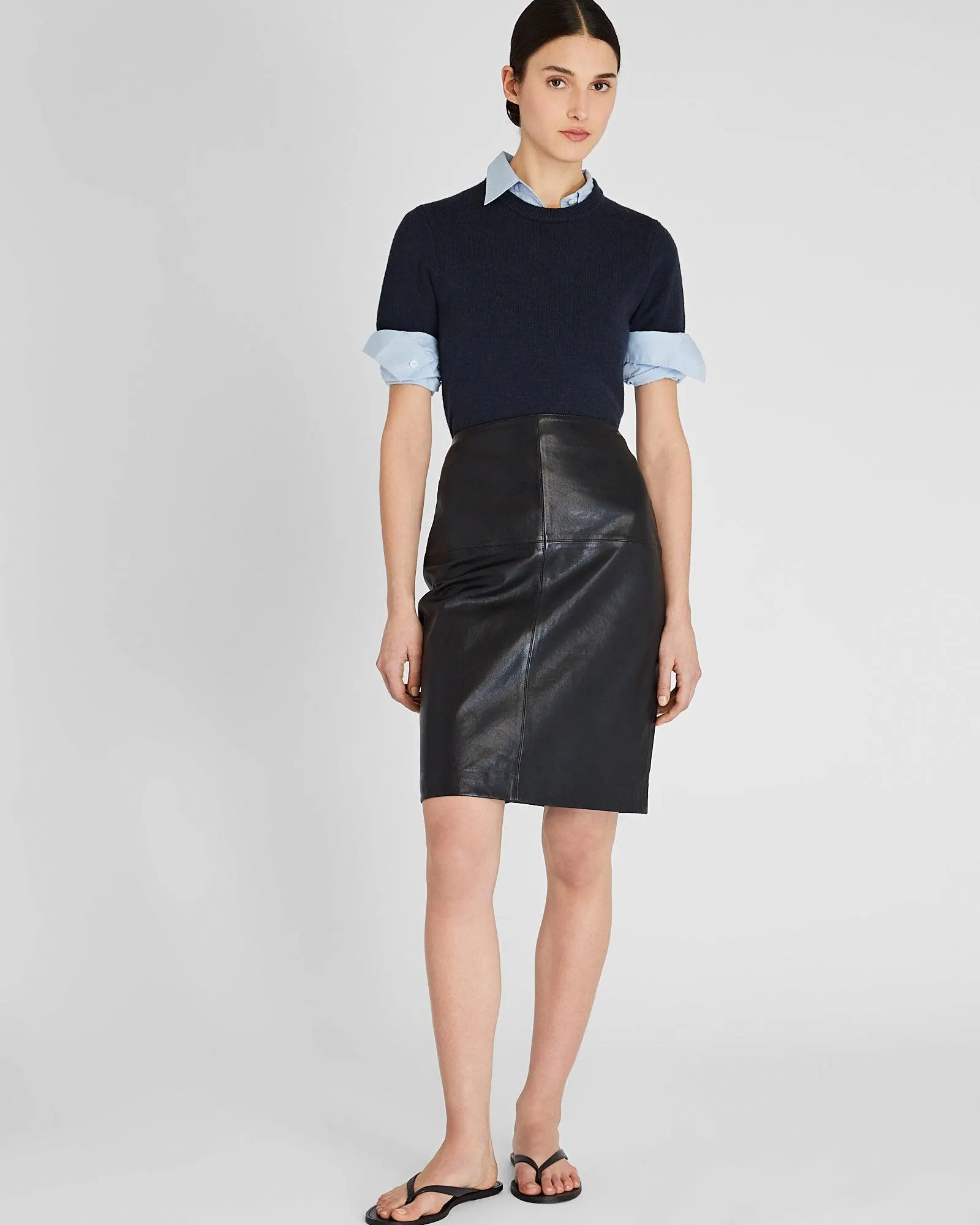 Leather Midi Pencil Skirt