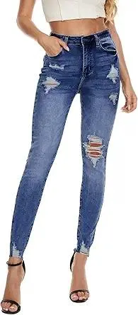 VIPONES Women Jeans High Waisted Skinny Stretchy Soft Slim Fit Distressed Comfy Classic Jeggings Denim Pants
