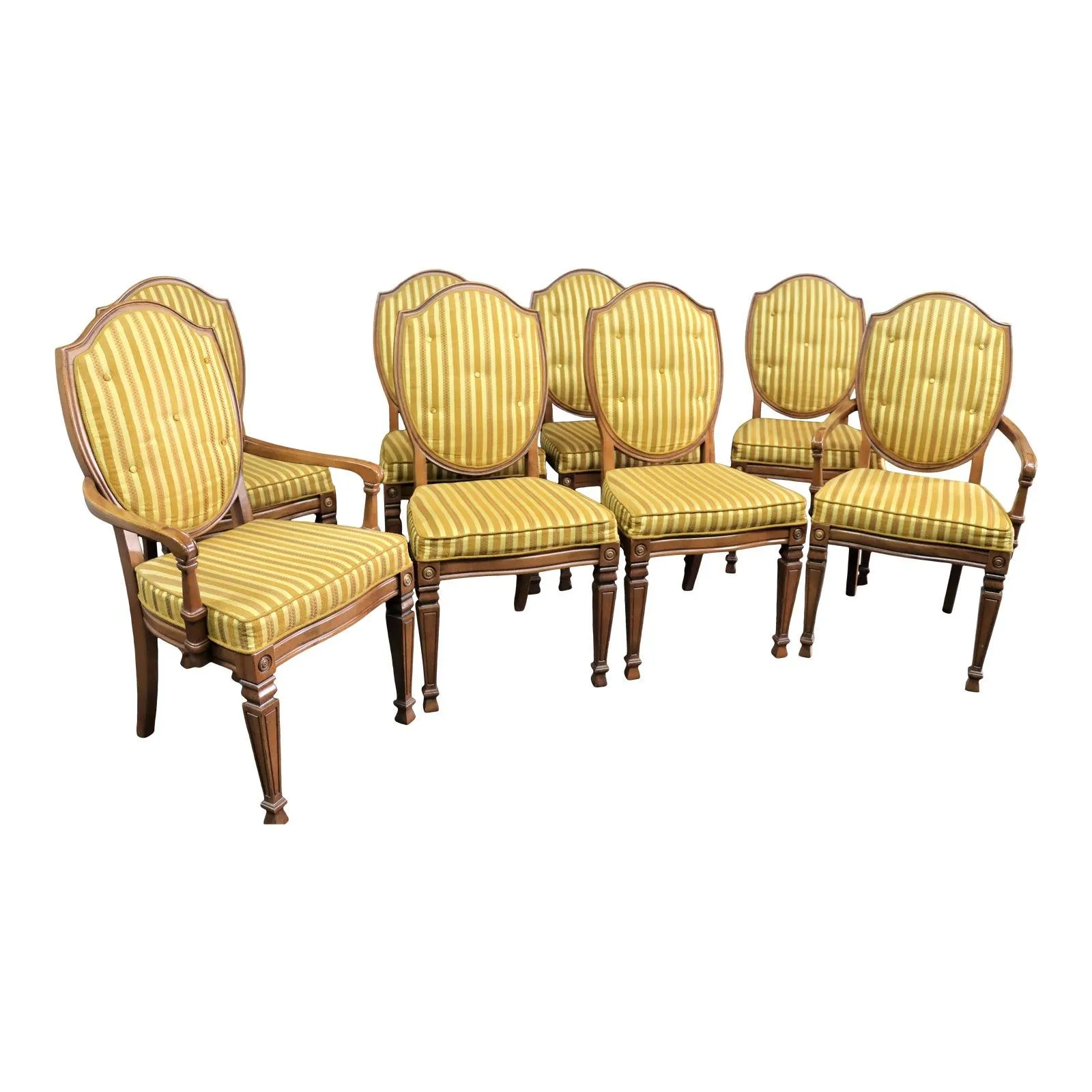 (8) Louis XVI Style Carved Mahogany Sheildback Dining Chairs